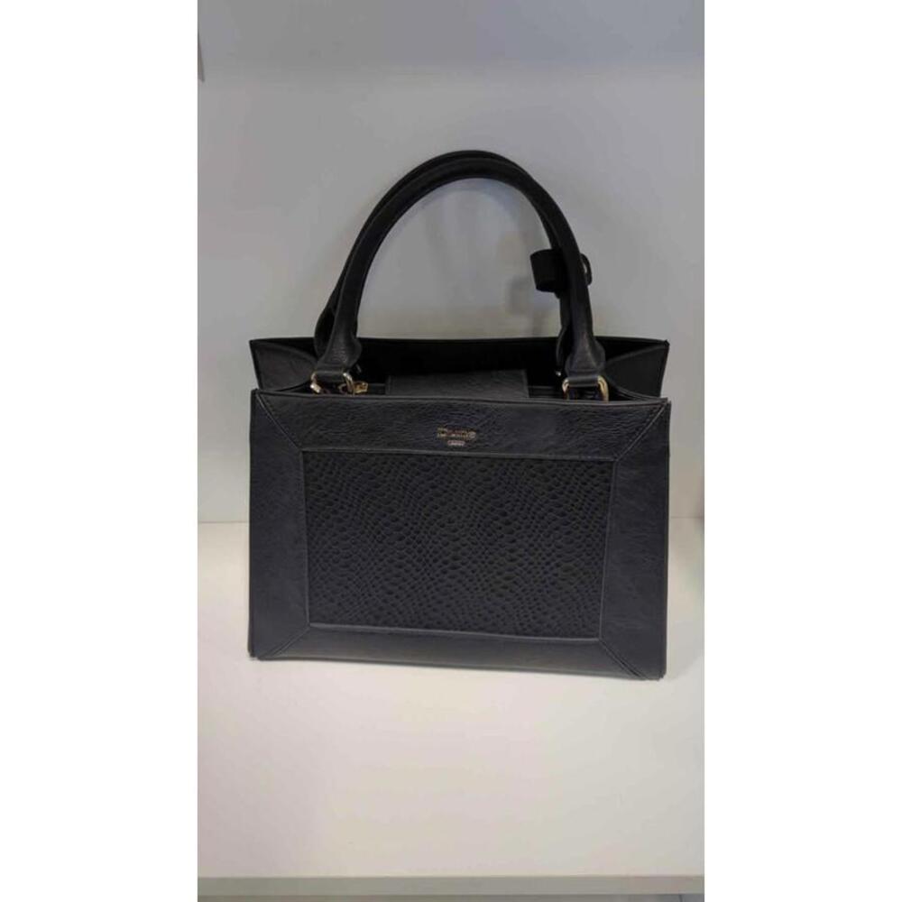 Dune Black Snakeskin Printed Handbag W/ Magnetic Flap & Zippered Centre Pocket